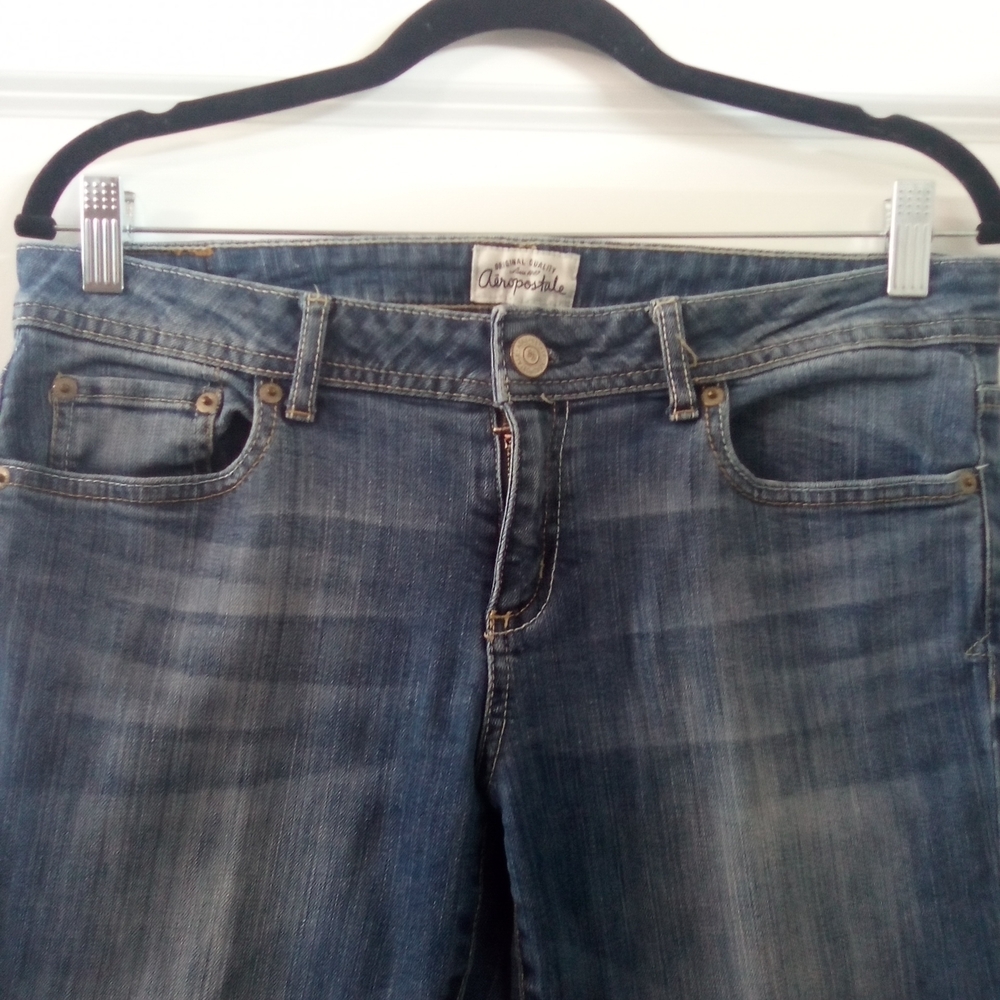 Aerospotale Y2K Boho Chic 70s Revival Low Rise Medium Wash Jeans Size 12 - Picture 2 of 7